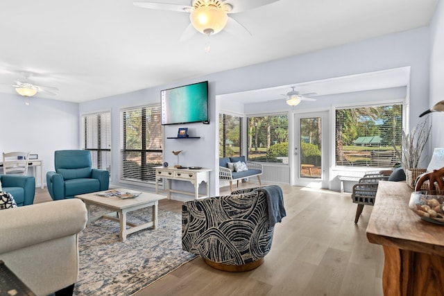 727 Sandpiper Pl # 10516, Miramar Beach, FL 32550 - living area featuring a ceiling fan and light wood-style flooring