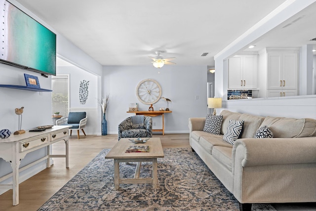 727 Sandpiper Pl # 10516, Miramar Beach, FL 32550 - living area with ceiling fan, light wood-style floors, and recessed lighting