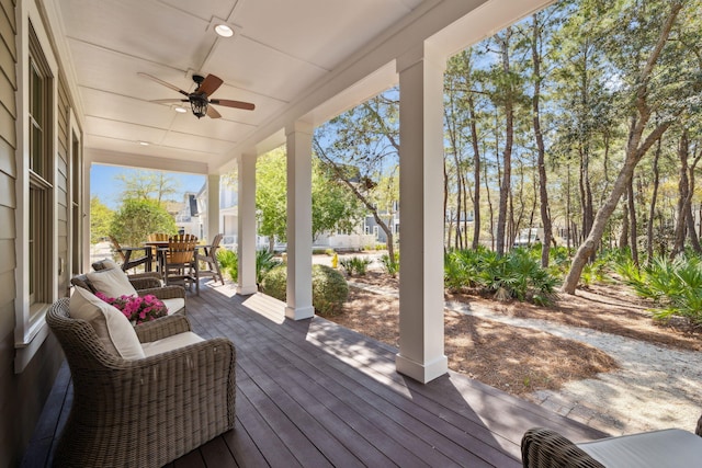 9 W Salt Box Ln, Watersound, FL 32461 - wooden terrace featuring ceiling fan and outdoor dining space