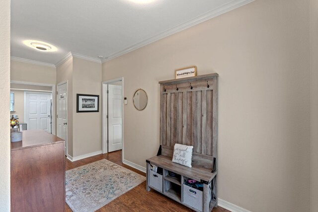 3228 Mcmillan Creek Dr, Milton, FL 32583 - entryway with dark wood-type flooring and crown molding