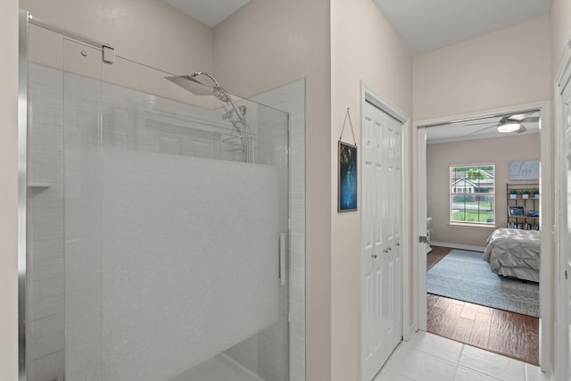 3228 Mcmillan Creek Dr, Milton, FL 32583 - ensuite bathroom with a shower stall and tile patterned floors