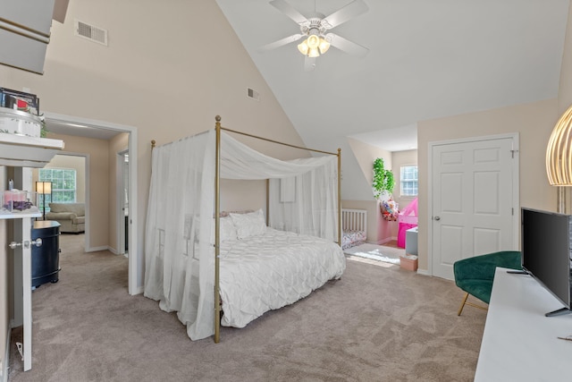 3228 Mcmillan Creek Dr, Milton, FL 32583 - carpeted bedroom with high vaulted ceiling and baseboards