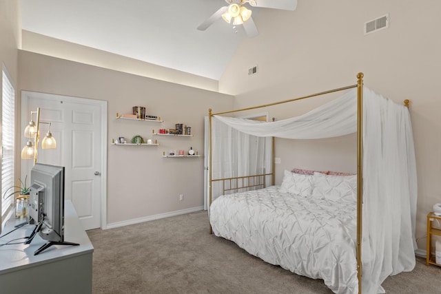 3228 Mcmillan Creek Dr, Milton, FL 32583 - carpeted bedroom featuring lofted ceiling and a ceiling fan
