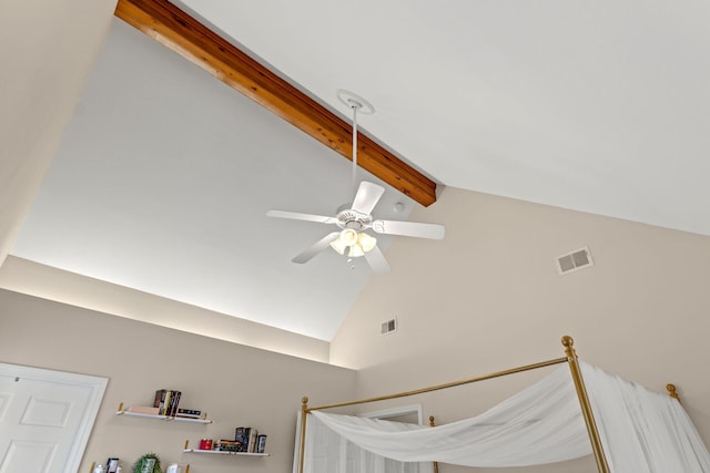 3228 Mcmillan Creek Dr, Milton, FL 32583 - detailed view of beamed ceiling and a ceiling fan