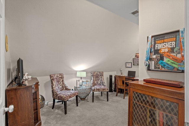 3228 Mcmillan Creek Dr, Milton, FL 32583 - living area with carpet floors, lofted ceiling, and an office area