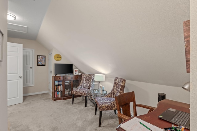 3228 Mcmillan Creek Dr, Milton, FL 32583 - carpeted home office with vaulted ceiling