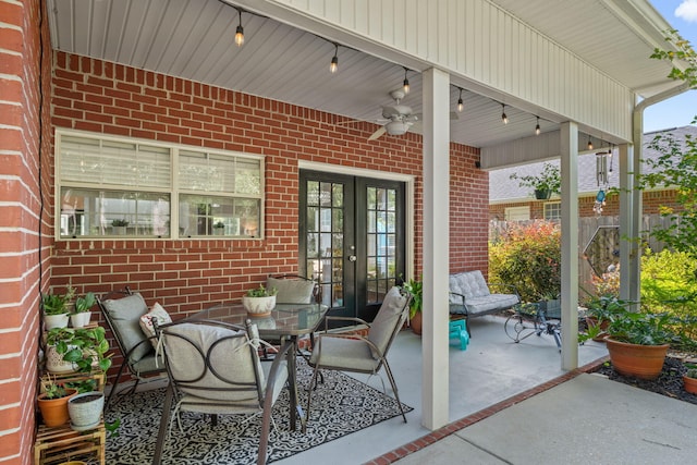3228 Mcmillan Creek Dr, Milton, FL 32583 - view of patio with french doors and a ceiling fan
