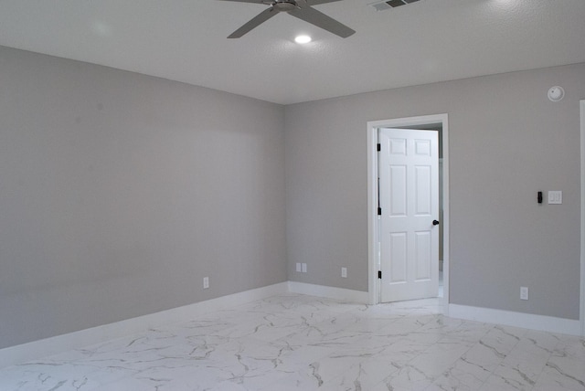 4906 Laurel Oak Dr, Pace, FL 32571 - unfurnished room featuring a ceiling fan, light marble finish flooring, and recessed lighting