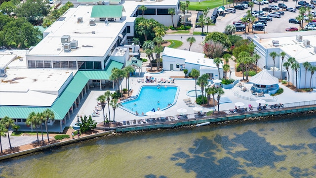 72 Vantage Pt, Miramar Beach, FL 32550 - bird's eye view of a pool and a nearby body of water