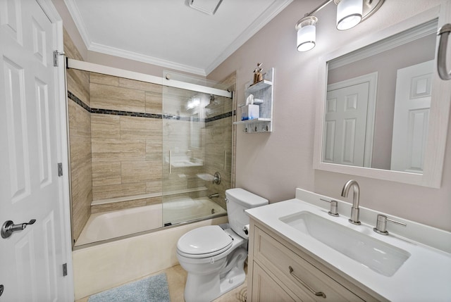 72 Vantage Pt, Miramar Beach, FL 32550 - full bathroom with enclosed tub / shower combo, vanity, and crown molding