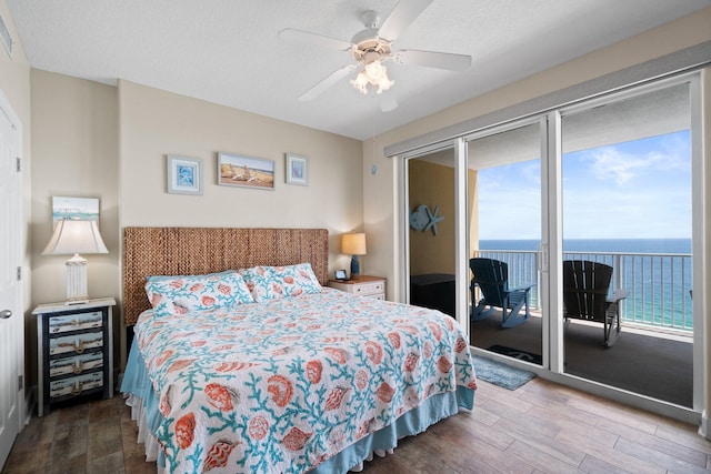 17643 Front Beach Rd Unit 1905, Panama City Beach, FL 32413 - bedroom featuring wood finished floors, access to exterior, and ceiling fan