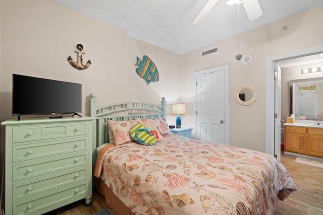 17643 Front Beach Rd Unit 1905, Panama City Beach, FL 32413 - bedroom with ensuite bathroom and ceiling fan