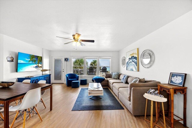 926 Whelk Ct Unit C, Fort Walton Beach, FL 32548 - living room with wood finished floors and ceiling fan