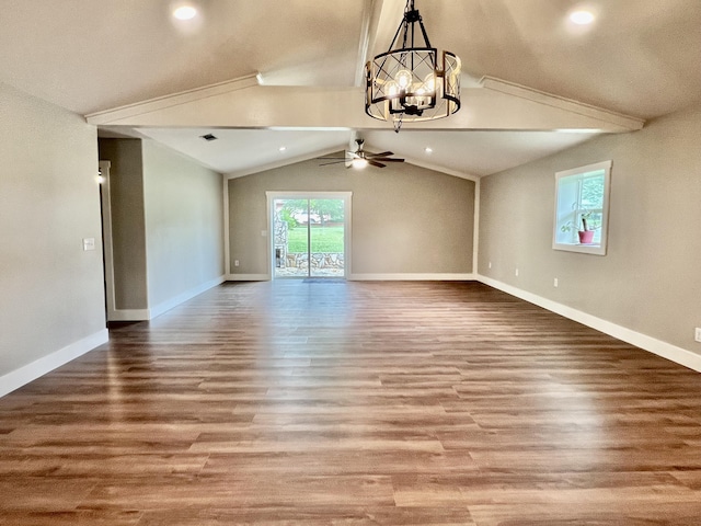16 N 1st St, Defuniak Springs, FL 32433 - unfurnished room featuring ceiling fan, a chandelier, wood finished floors, and recessed lighting
