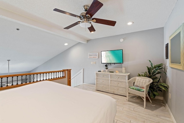 3290 Scenic Highway 98 Unit 305B, Destin, FL 32541 - bedroom with light wood-type flooring, recessed lighting, ceiling fan, and a textured ceiling