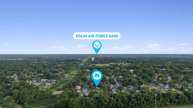 136 Oak Terrace Dr, Crestview, FL 32539 - aerial view of property's location with a heavily wooded area