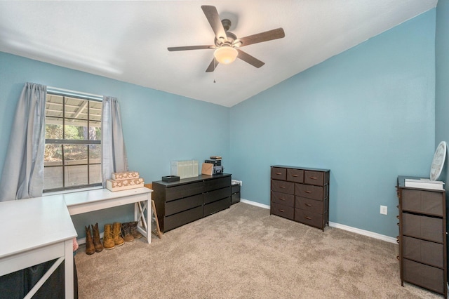 1207 Walter Ave, Crestview, FL 32536 - bedroom with vaulted ceiling, carpet, a desk, and ceiling fan