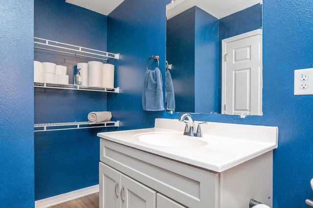 1207 Walter Ave, Crestview, FL 32536 - bathroom with vanity, wood finished floors, and a textured wall