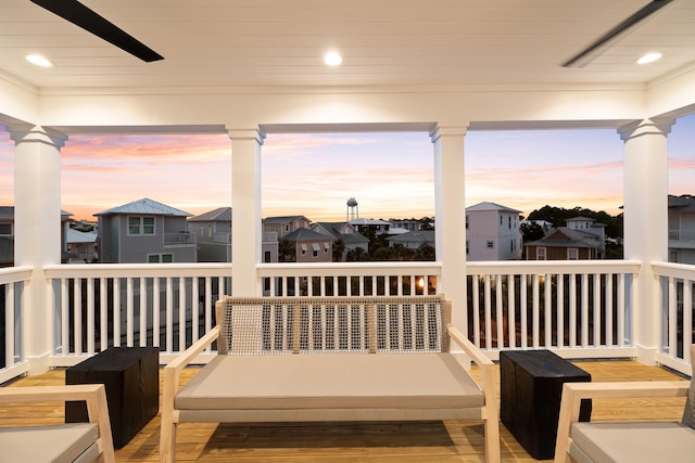 24 Barefoot Ln, Inlet Beach, FL 32461 - wooden deck featuring a residential view and a ceiling fan