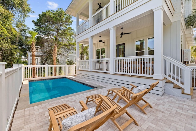 24 Barefoot Ln, Inlet Beach, FL 32461 - outdoor pool with a patio and ceiling fan