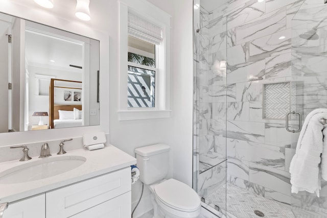 24 Barefoot Ln, Inlet Beach, FL 32461 - bathroom featuring vanity and a marble finish shower