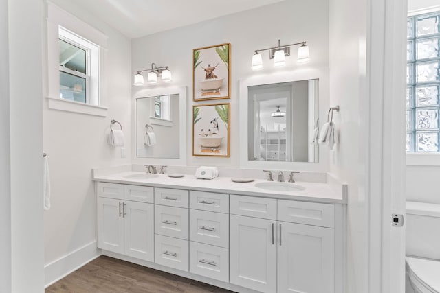 24 Barefoot Ln, Inlet Beach, FL 32461 - full bathroom with double vanity and wood finished floors