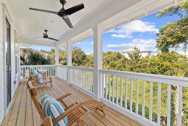 24 Barefoot Ln, Inlet Beach, FL 32461 - deck featuring ceiling fan