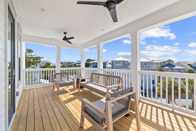 24 Barefoot Ln, Inlet Beach, FL 32461 - deck featuring a residential view and a ceiling fan