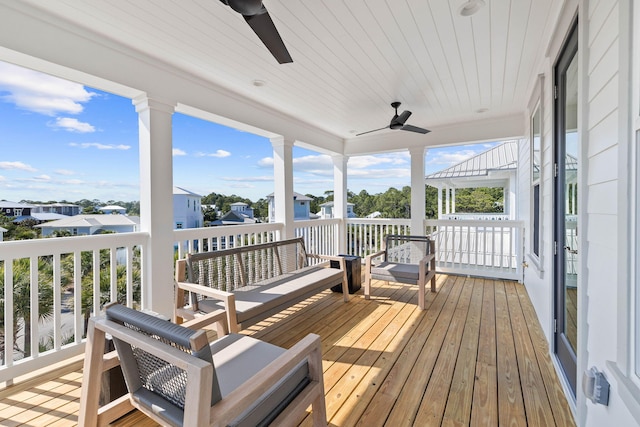 24 Barefoot Ln, Inlet Beach, FL 32461 - deck with ceiling fan and a residential view
