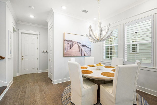 209 Milestone Dr Unit A, Inlet Beach, FL 32461 - dining area with a chandelier, wood finished floors, crown molding, and recessed lighting