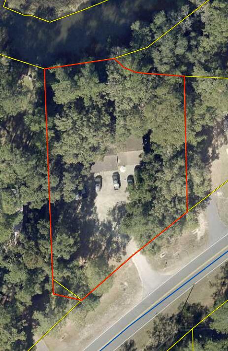 121 Ramsey Branch Rd, Freeport, FL 32439 - aerial map of property and surrounding area featuring property boundaries highlighted