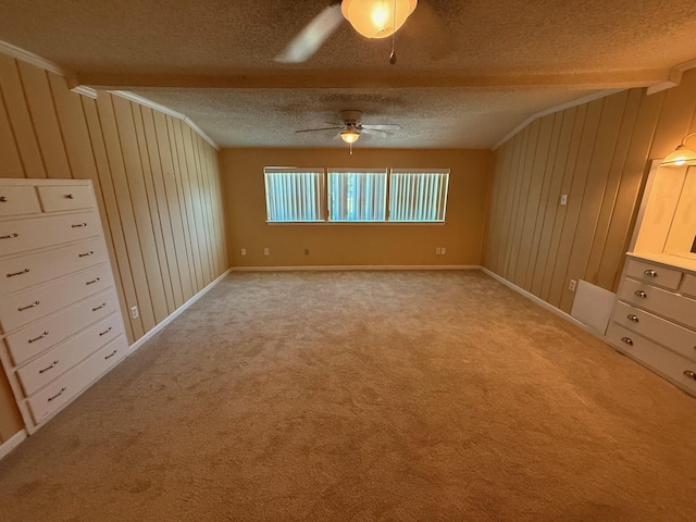 905 Cloverdale Ct, Fort Walton Beach, FL 32547 - spare room with a textured ceiling, a ceiling fan, light carpet, and crown molding