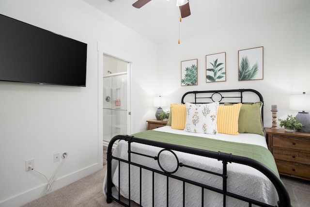 148 N Sand Palm Rd, Freeport, FL 32439 - bedroom featuring carpet, ensuite bathroom, and a ceiling fan