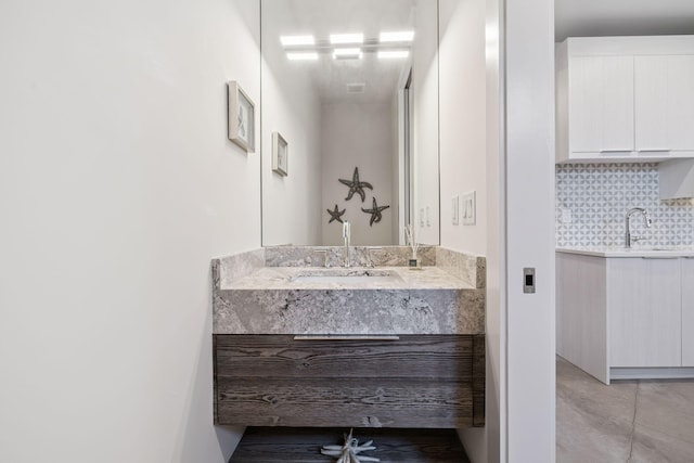 21 Scuttle Hole Rd, Santa Rosa Beach, FL 32459 - bathroom with vanity and decorative backsplash