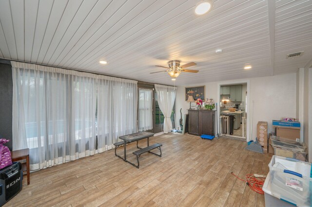22 James Ave, Shalimar, FL 32579 - living area with plenty of natural light, light wood finished floors, a ceiling fan, and recessed lighting