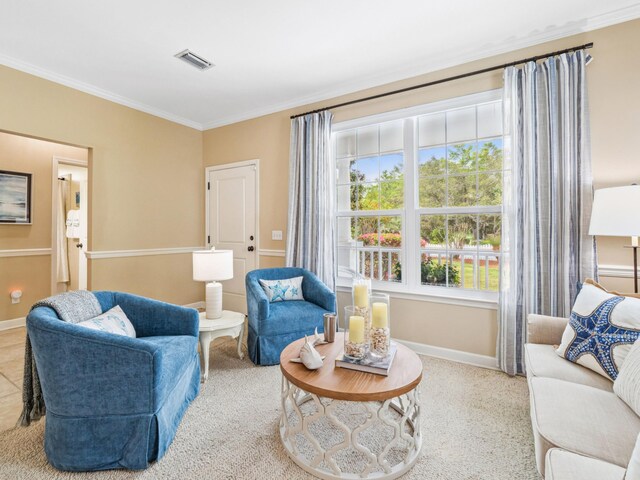 246 Seabreeze Ct, Inlet Beach, FL 32461 - living area featuring crown molding and baseboards