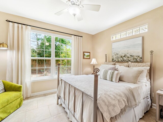 246 Seabreeze Ct, Inlet Beach, FL 32461 - bedroom featuring multiple windows, light tile patterned floors, and a ceiling fan