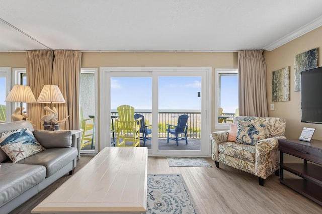 1700 Scenic Highway 98 Unit 101, Destin, FL 32541 - living room featuring wood finished floors and ornamental molding