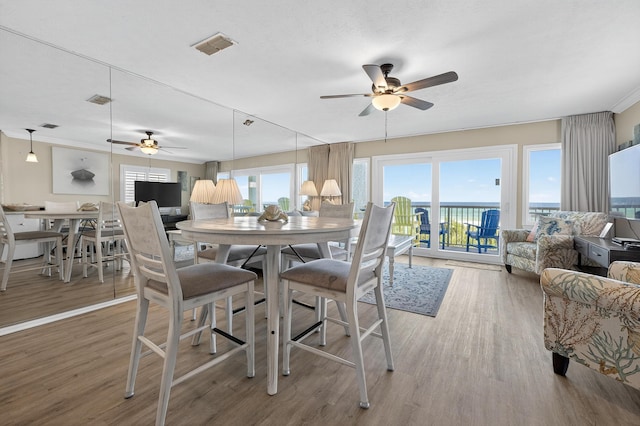 1700 Scenic Highway 98 Unit 101, Destin, FL 32541 - dining space with ceiling fan, healthy amount of natural light, and light wood-style flooring