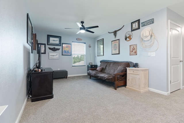 4605 Plover Dr, Crestview, FL 32539 - living room featuring carpet flooring and a ceiling fan
