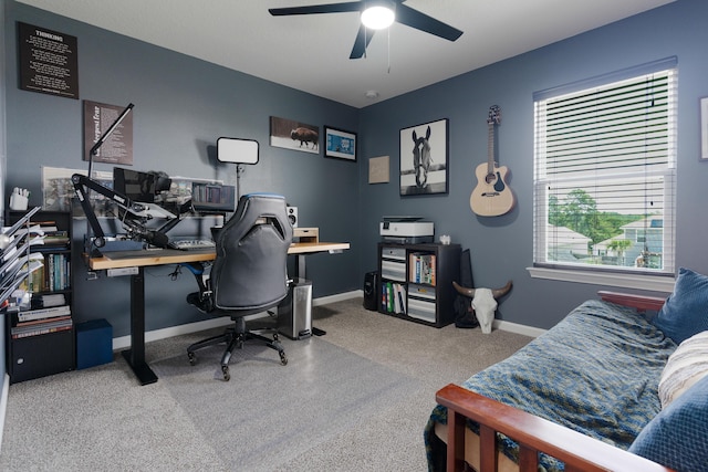 4605 Plover Dr, Crestview, FL 32539 - carpeted office space with a ceiling fan and baseboards