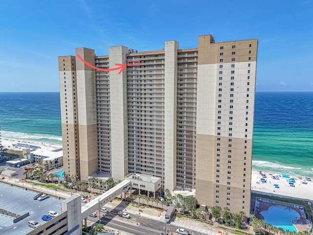16819 Front Beach Rd Unit 2910, Panama City Beach, FL 32413 - view of property featuring view of water and beach