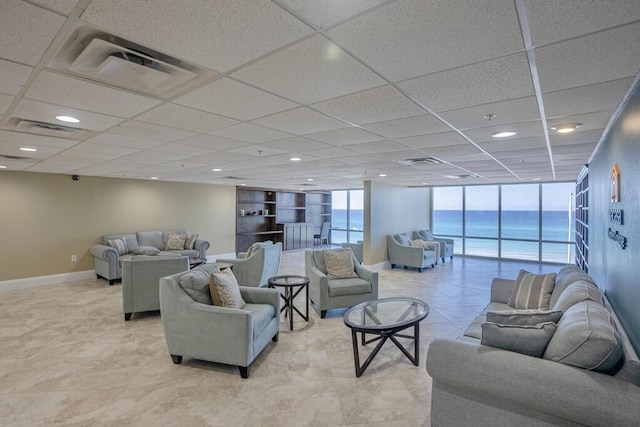 16819 Front Beach Rd Unit 2910, Panama City Beach, FL 32413 - living area with a paneled ceiling and recessed lighting