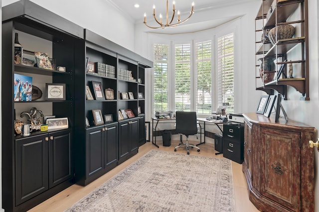 4564 Nautical Ct, Destin, FL 32541 - office space with healthy amount of natural light, a chandelier, and crown molding