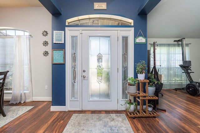 222 Raptor Dr, Crestview, FL 32536 - foyer entrance featuring wood finished floors and baseboards