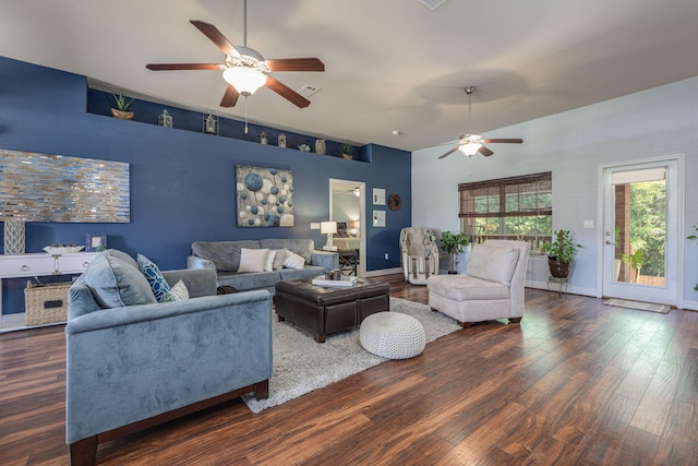 222 Raptor Dr, Crestview, FL 32536 - living room with a ceiling fan and wood finished floors