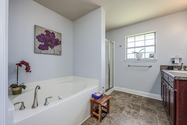 222 Raptor Dr, Crestview, FL 32536 - full bathroom with a bath, a stall shower, and vanity
