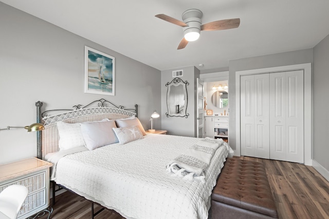 210 Pelham Rd Unit 211B, Fort Walton Beach, FL 32547 - bedroom featuring wood finished floors, a closet, and ceiling fan