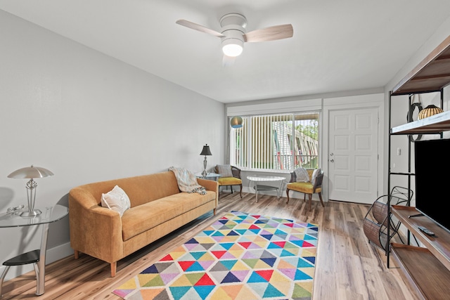 210 Pelham Rd Unit 210B, Fort Walton Beach, FL 32547 - living area with wood finished floors and ceiling fan