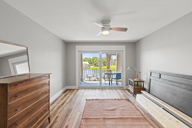 210 Pelham Rd Unit 210B, Fort Walton Beach, FL 32547 - bedroom featuring access to outside, light wood-style floors, and ceiling fan